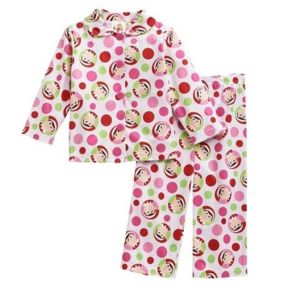 *Christmas Pajamas sz 3T The Elf On The Shelf White Pink Shirt & Pants Set Girls - Picture 1 of 5